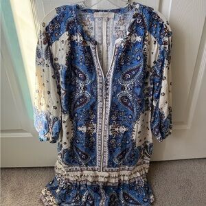 LOFT Blue and White Floral Dress